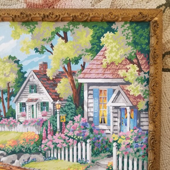 Paint By Numbers Artwork 2 Cheerful Paintings in Antique Gilded Frames - Picture 9 of 15